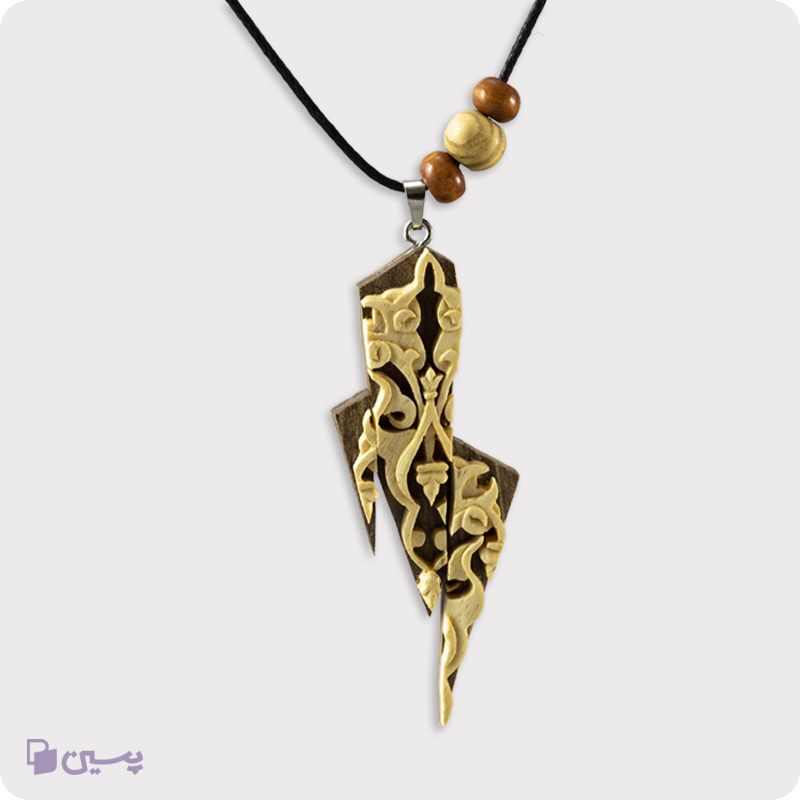 گردنبند چوبی طرح رد و تمنا کد 03