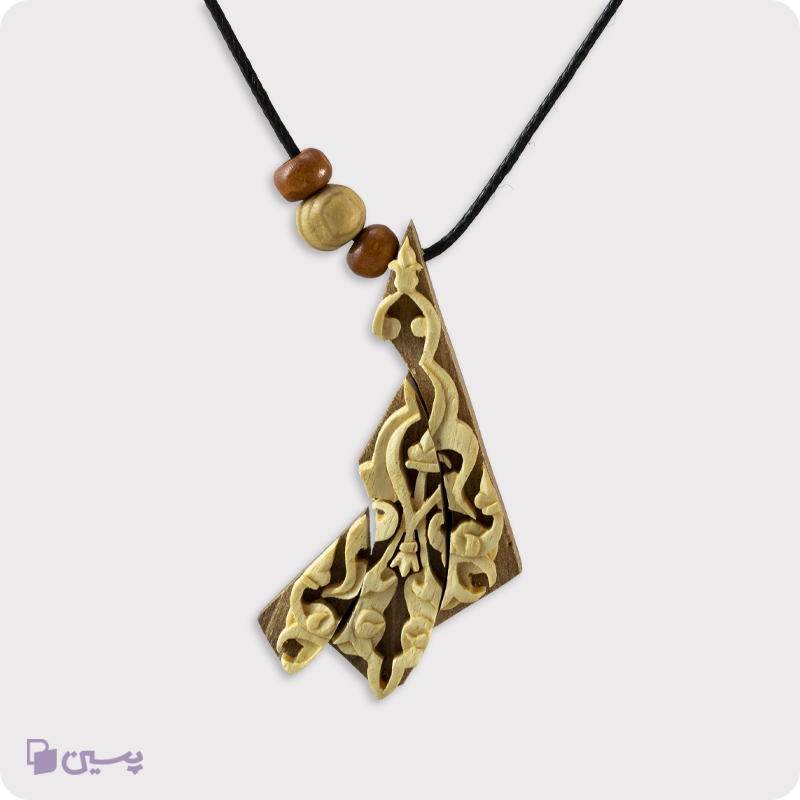 گردنبند چوبی طرح رد و تمنا کد 02
