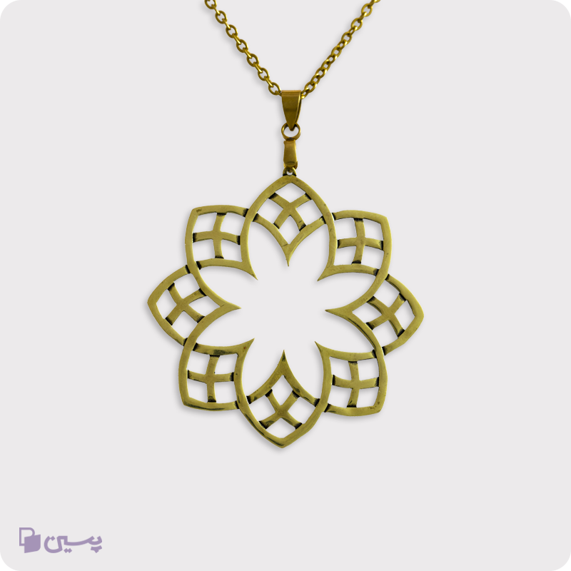 گردنبند برنجی طرح طلوع تهی از مجموعه شمسه