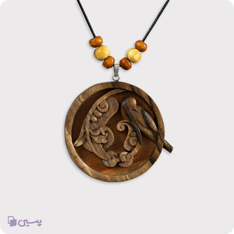 گردنبند چوبی طرح من