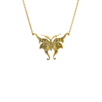 گردنبند برنجی طرح پرنده در نقش بال های پروانه (2)