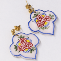 گوشواره سرامیکی طرح کاشی قجری کد 01