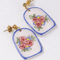 گوشواره سرامیکی طرح کاشی قجری کد 03