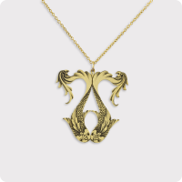 گردنبند برنجی طرح ماهی با ماهی، باز با باز